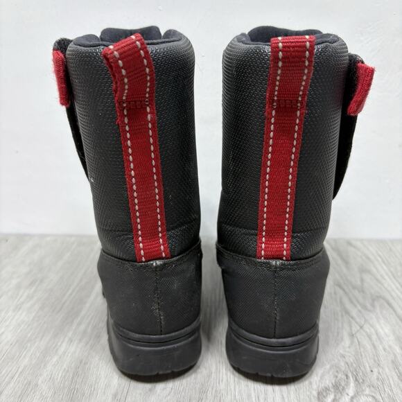 L.L.Bean Big Kids' Northwoods Snow Winter Boots Black Red Size 10 - Picture 4 of 9
